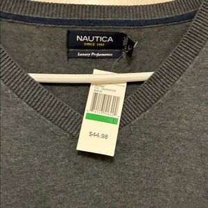 Nautica Men's V-Neck Sweater in Charcoal